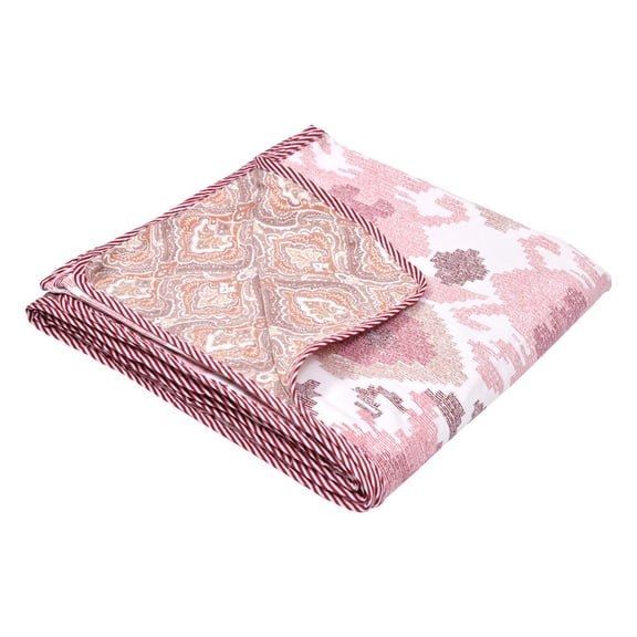 Jinaya's Ethnic Indian Design Floral Printed Reversible Premium Pure Cotton 250 TC 3 Layer Queen Size Dohar/ AC Blanket/ Blanket (90"x100" Inches), Pack of 1