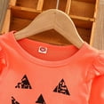 thumbnail image 6 of Dmsael Toddler Girl Halloween Fall Winter Outfits Pumpkin Print Ruffle Long Sleeve Shirts Top and Flare Pants Headband Set Baby 3 Piece Clothes (Orange,4-5 Years), 6 of 6