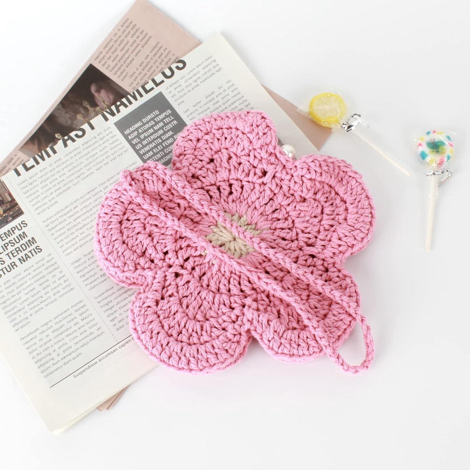 Women Mini Flower Cotton Crochet Crossbody Shoulder Bag Handbag Purse