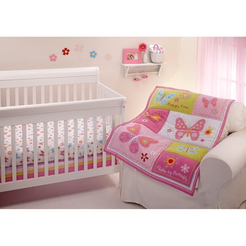 Little Bedding by NoJo Butterfly Kisses 3Piece Crib Bedding Set