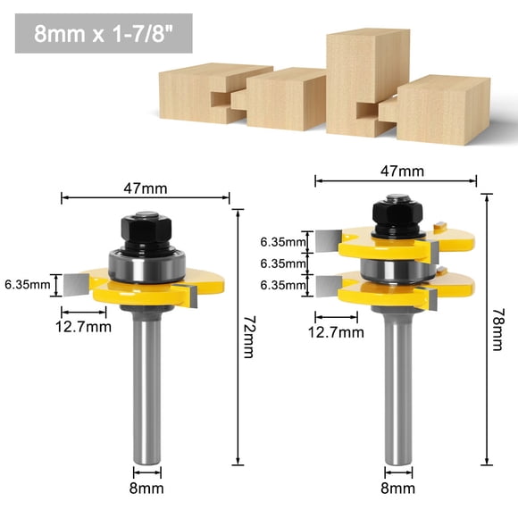 3-Teeth T-Type Woodworking Jointer Cutter with 8-Handle Grip, Export-Grade Durable Flooring & Plywood Cutting Tool, Precise Smooth Cutting for Versatile Woodworking Tasks, Beginner-Friendly