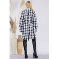 thumbnail image 5 of Celeste Design Women's Oversized Flannel Button Down Shacket with Pockets White Plaid-Plus Size One Size, 5 of 5