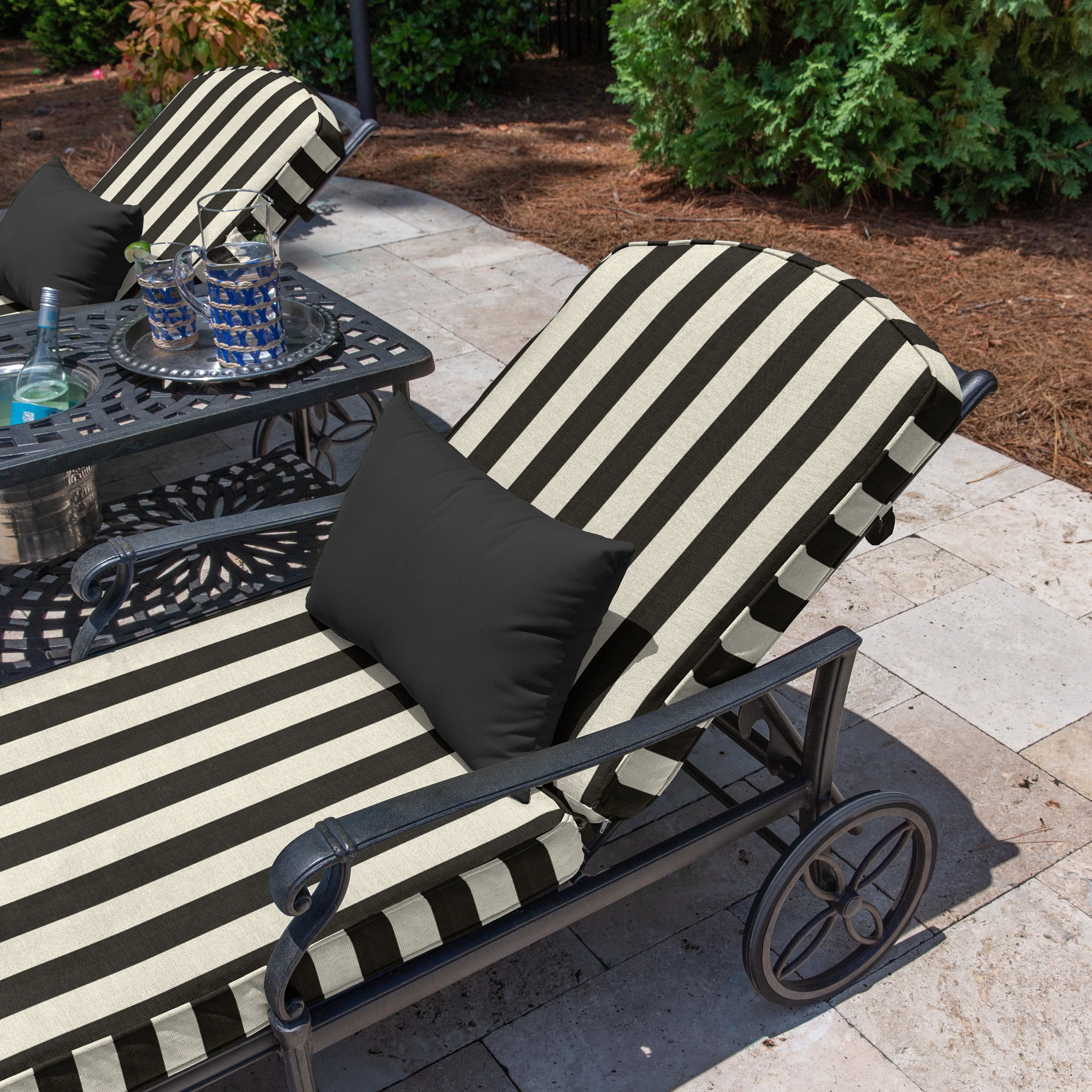 Casual Cushion Outdoor Lumbar Pillow, Sunbrella Fade & Water Resistant for Patio Furniture & Porch Swings, 19"W x 12"L, 6" thick, Reversible, Canvas Black