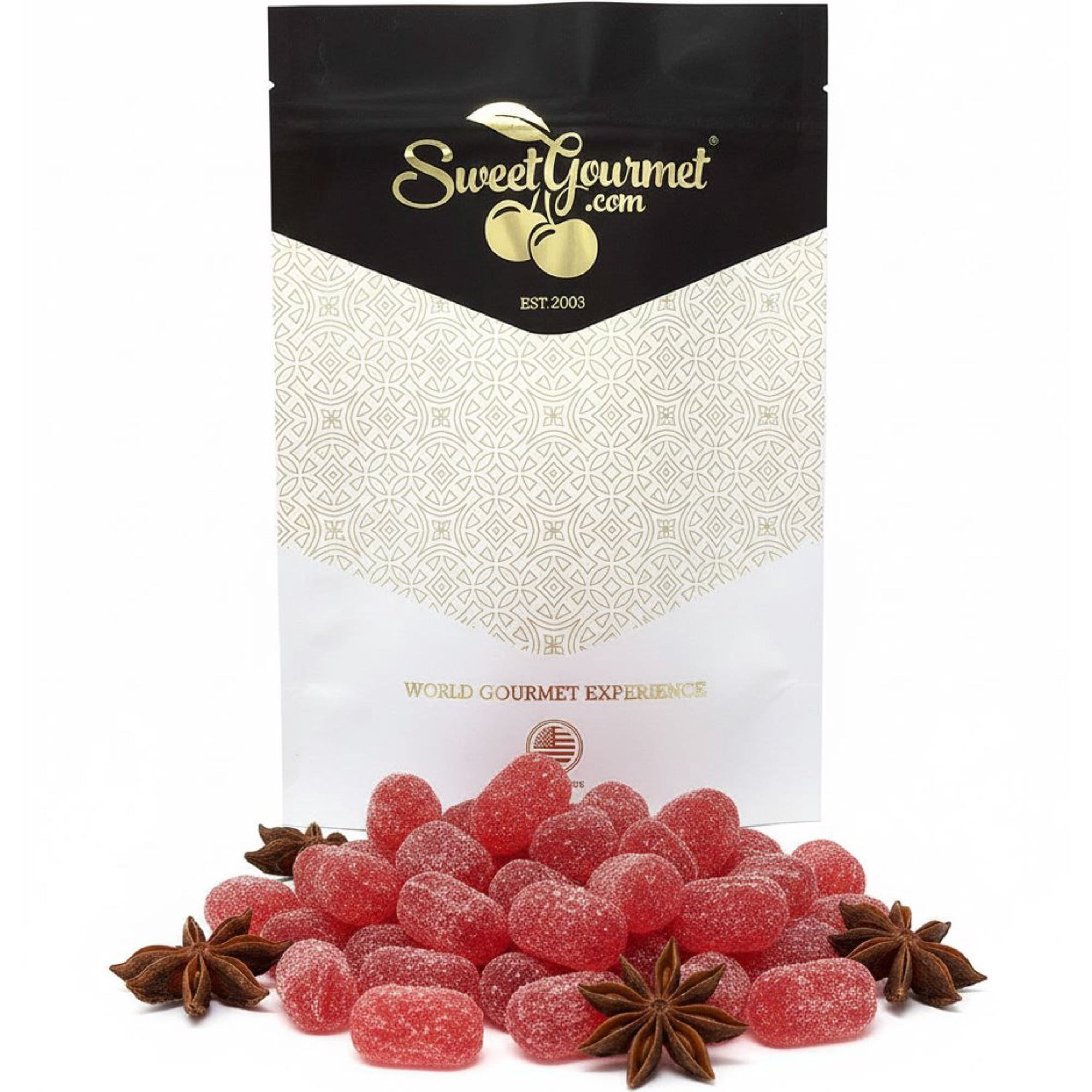 SweetGourmet Sanded Anise Drops Hard Candy Classic Holiday Treat Gluten-Free Fat-Free 1 Pound Bulk Bag