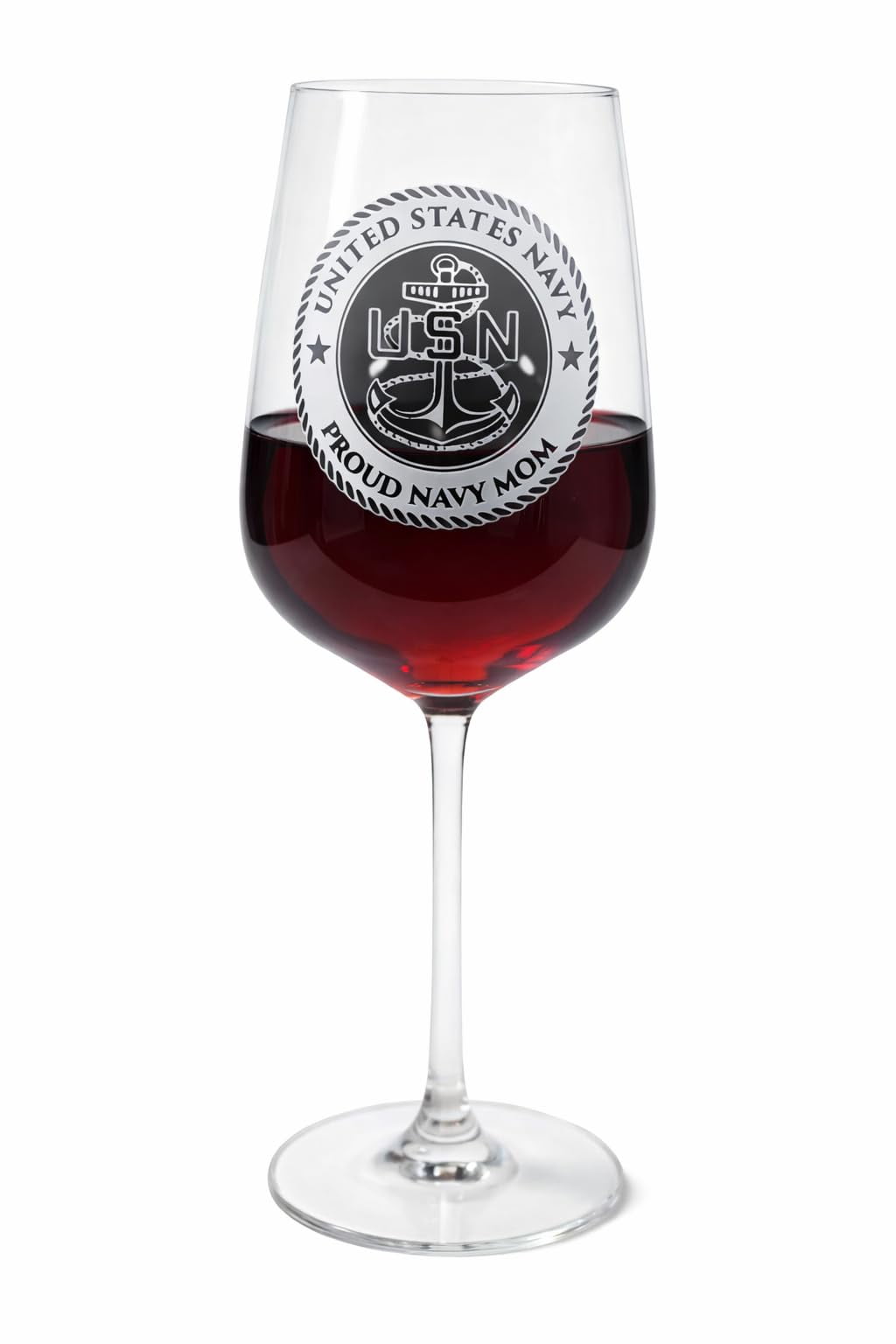Crystal House Premium Luxury Crystal Engraved Navy Wine Whiskey Glass – US Navy Veteran Retirement Gift