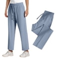 thumbnail image 7 of Tanghaowl Women's Pants, Casual Women's and Men's Solid Color Loose Sweatpants for Everyday Outings Home Attire | Relaxed Wide Leg Straight Style Comfort Wear Blue M, 7 of 7