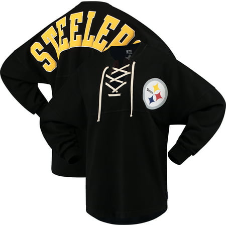 Pittsburgh Steelers NFL Pro Line by Fanatics Branded Women's Spirit Jersey Long Sleeve Lace Up T-Shirt - (Best Site For Cheap Nfl Jerseys)