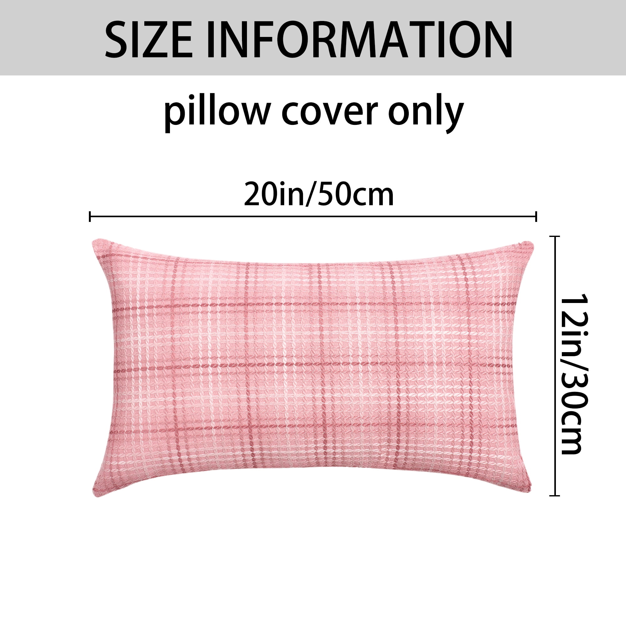 Unique Bargains Plaid Decorative Throw Pillow Covers Pack of 2 Pink 20" x 12"