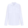 thumbnail image 6 of Iugvhana Flax Shirts for Men Breathable Light Casual Solid Lapel Long Sleeve Button Down Shirt Top with Double Pockets White XXL, 6 of 6