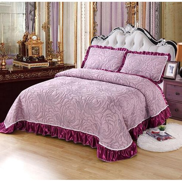 Colcha suave y acolchada de lujo para cama, juego de funda de color gris, tamaño King y Queen, 3 o 5 unidades, 38New