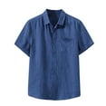 thumbnail image 2 of AherBiu Plus Size Mens Button down T-Shirts Short Sleeve Shirts for Men Summer Casual Solid T Shirts, 2 of 7