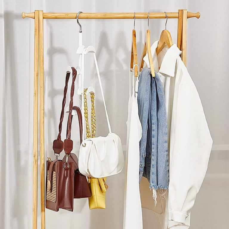 Bomutovy 4 Pack Purse Hanger Purse Organizer for Closet, Twist Design Bag Hanger, Closet Rod Hooks for Hanging Handbags, Purses, Belts, Scarves, Hats