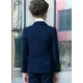 Wehilion Boys Suits 5 Piece Set Slim Fit Navy Blue Kids Wedding Outfit