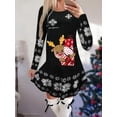 thumbnail image 3 of Vestido de fiesta Vintage de alce y copo de nieve para mujer, suéter de manga larga con volantes, estampado informal, elegante, cuello redondo, Invierno, 3 of 5