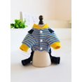thumbnail image 5 of 1pc Pet Dog Striped Fleece Denim Overalls Jumpsuit, Four-Legged Clothes Suitable For All Seasons, 5 of 5