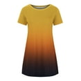 thumbnail image 4 of Women Short Sleeve Gradient Print Round Neck Ladies Loose Mini Dress, 4 of 6