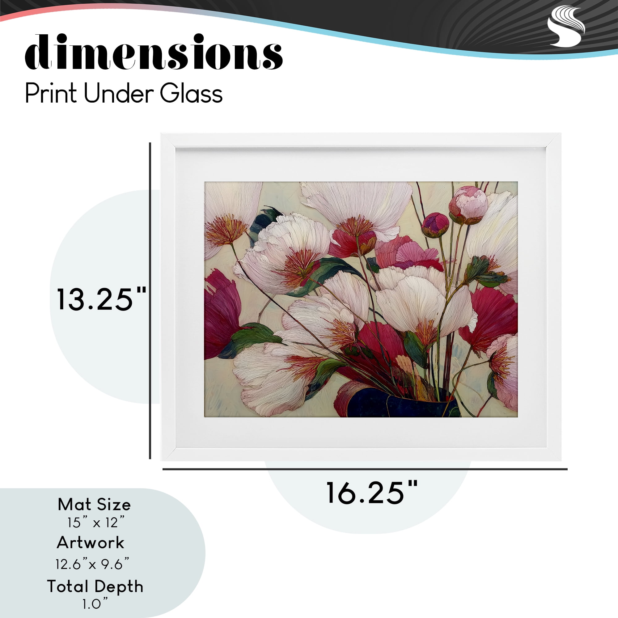 Lush Haiku Pink & White Flowers White Framed Print Under Glass, design by Annabelle Hall