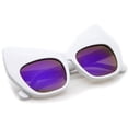 thumbnail image 5 of zeroUV Female Chunky Frame Colored Mirror Square Lens Oversized Cat Eye Sunglasses (White / Purple Mirror) - 54mm, 5 of 5