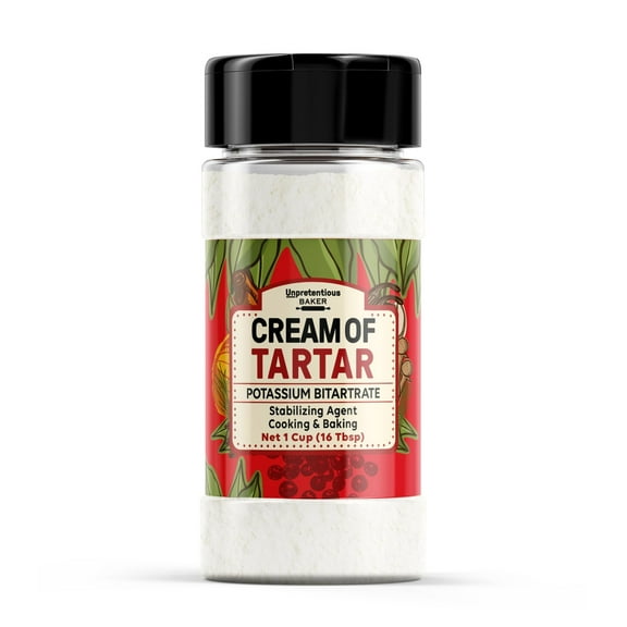 Unpretentious Cream of Tartar, 1 Cup, Non-GMO, Gluten Free, Vegan, Slotted Cap Spice Shaker