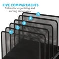 thumbnail image 4 of 1InTheOffice Metal Mesh File Organizer, Black Wire Mesh 5 Section Incline Sorter, Black Finish, 4 of 5