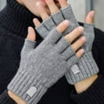 thumbnail image 4 of Dyfzdhu Half Finger Warm Knit Gloves Thickened For Both Men Women Fall Winter Fingerless Gloves Grey, 4 of 4