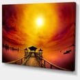 thumbnail image 2 of Design Art - Exotic Wood Pier under Yellow Sun, 2 of 3
