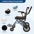 thumbnail image 4 of Lumiparty Lightweight Transport Wheelchair, Foldable with Handbrake & Removable Seat Cushion, 10" Rear Wheel,  for Elderly, Blue/Black, 4 of 10