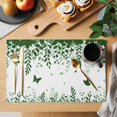 thumbnail image 2 of Green Spring Botanical Placemats Set of 12, Weeping Eucalyptus Butterfly Placemats for Dining Table, Place Mats for Kitchen Tabletop, Waterproof Wipeable Dining Table Mats Set, 2 of 9