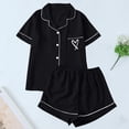 thumbnail image 3 of MEICHEN Lounge Set for Women 2 Piece Pajama Set for Women Heart Print Button Short Sleeve Shirt Matching Shorts Set Summer Cute Sets Women's Essentials Fashion Sleepwear, 3 of 4