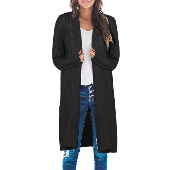 MURMUREY Women's Long Sleeve Cable Knit Open Front Cardigan Sweaters Chunky Sweater Coats