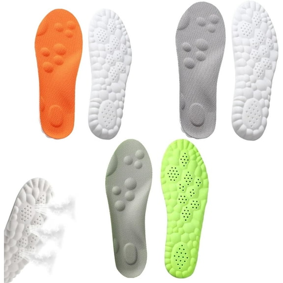 2/3/4 Pairs Footstr Insole X , Footstr Breathable Soft Foam Shoe Insole, 4D Comfort Memory Foam Insoles with Arch Support (3 Pairs-B,Men 8-8.5/Women 9.5-10)