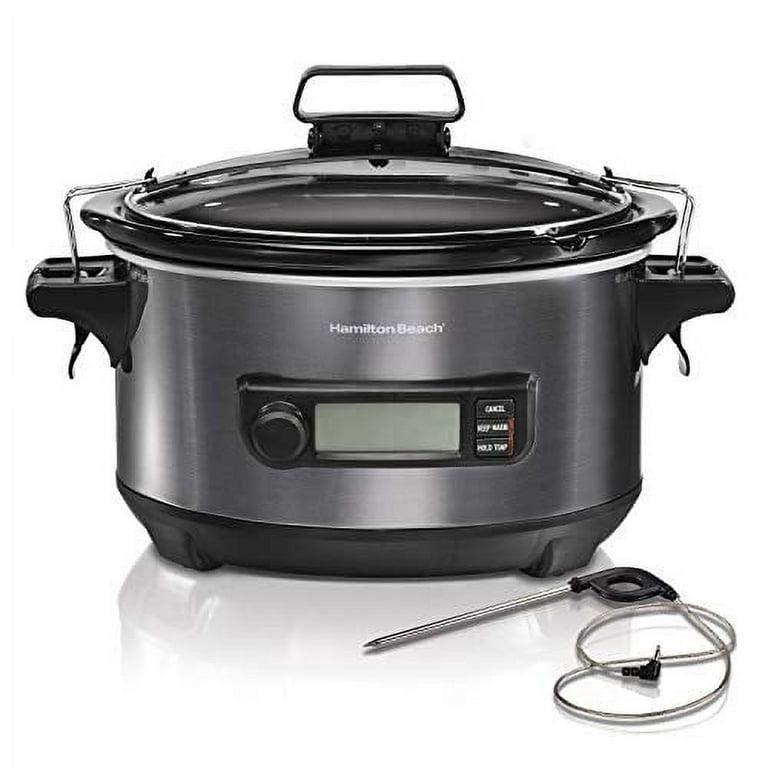 Hamilton Beach 6-Quart Black Oval Slow Cooker with Handles, Stay or Go,  Lockable, Removable Liner, Bundle with The 150 Best Slow Cooker Recipes  Cookbook in the Slow Cookers department at