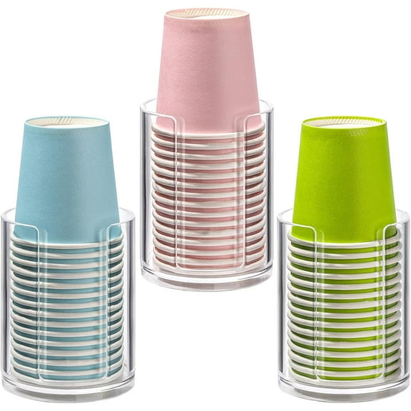 3 Pack Bathroom Cup Dispenser 3 oz Countertop Storage Mouthwash Cups Holder, Plastic Small Disposable Paper Cup Holders for Bathroom Sink Counter