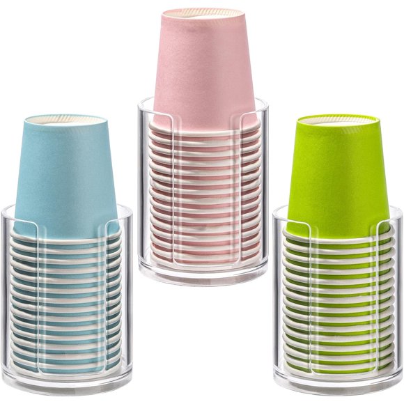 3 Pack Bathroom Cup Dispenser 3 oz Countertop Storage Mouthwash Cups Holder, Plastic Small Disposable Paper Cup Holders for Bathroom Sink Counter