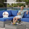 thumbnail image 3 of XIZZI 7-Piece Outdoor Sectional Furniture Sets, Wicker Patio Conversation Set with Cushions and Coffee Table, All-Weather Patio sets for Backyard, Garden,Navy Blue, 3 of 9
