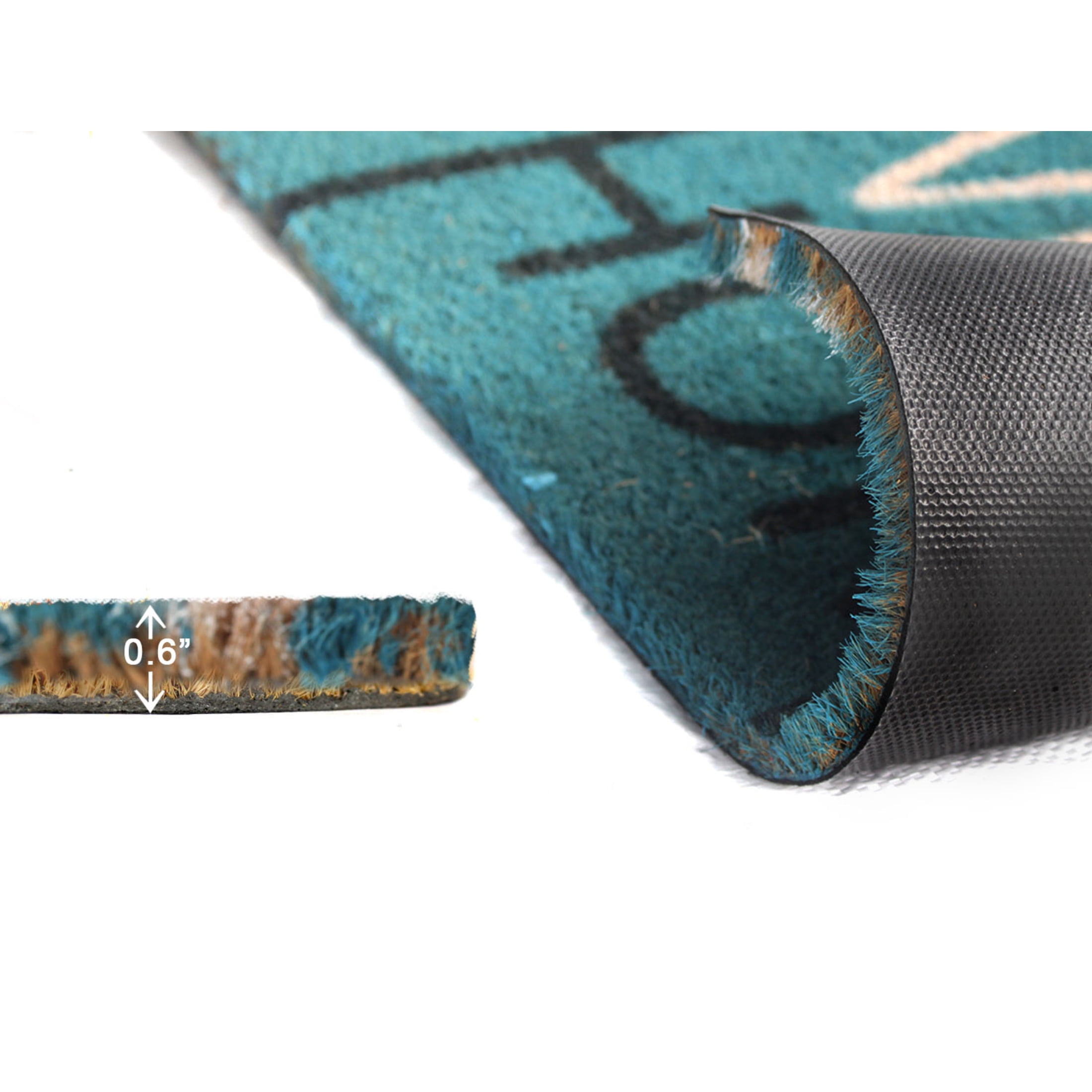 RugSmith Multi Machine Tufted Home Sweet Home Teal Doormat, 18"x30"