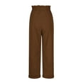 thumbnail image 5 of Busydd Women's Pants Comfortable Solid Color Cotton Pants for Women Casual Fashion Ribbed Travel Pants Elastic Waist Drawstring Straight Leg Trousers with Pockets S, 5 of 7