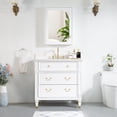 thumbnail image 5 of ANGELES HOME 36 inch Bathroom Vanity with Sink, Solid Wood Bathroom Makeup Cabinet W/ 3 Drawers, Bathroom Vanity Storage Organizer with Carrara White Quartz Countertop White, 5 of 10
