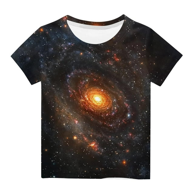 HVOBBTY T-shirt Décontracté à Manches Courtes pour Tout-Petits, T-shirt d'Été Imprimé Décontracté pour Enfants avec Grand Col Rond Manches Courtes Noir, 7 Ans
