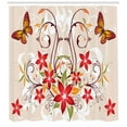 thumbnail image 3 of Ambesonne Floral Shower Curtain, Blossoms Bouquet Botany, 69"Wx84"L, Beige Green Red, 3 of 3