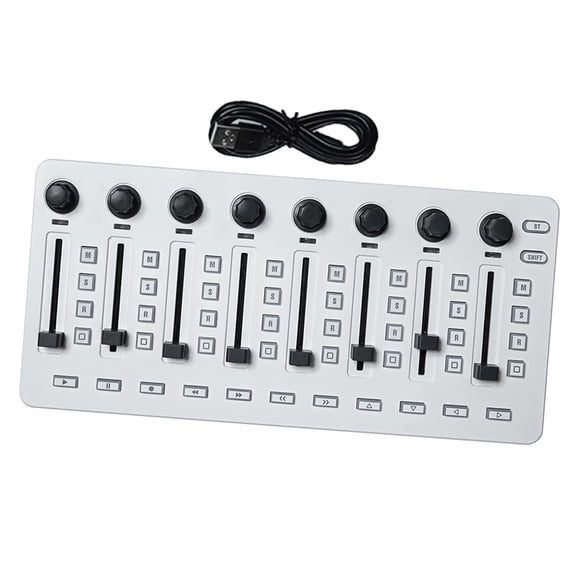 Controlador MIDI portátil, con 8 actuadores de control asignables, consola de mezclas MIDI liviana de 8 perillas