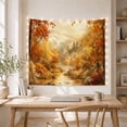 thumbnail image 5 of River Winding Through Autumn Mountains, Serene Rustic for Nature Lovers, Painterly Landscape Art, Housewarming Gift, Tapestry Wall Hanging for Living Room and Bedroom, 5 of 7