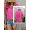 thumbnail image 7 of SLADYGLO Women Textured Lapel Collar Button Down Rolled Short Sleeve Shirt, 7 of 7