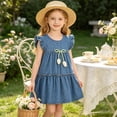 thumbnail image 6 of Girls Dark Blue Denim Tulip Kids Summer Ruffle Tiered A-Line Pullover Dress,Size 2 T, 6 of 9