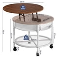 thumbnail image 6 of Ktaxon Mid-Century Coffe Table with Lift Top, 26.7" Round Coffee Table with Storage and Rolling Wheels, Modern Center Table for Small Spaces, Washed White, 6 of 9