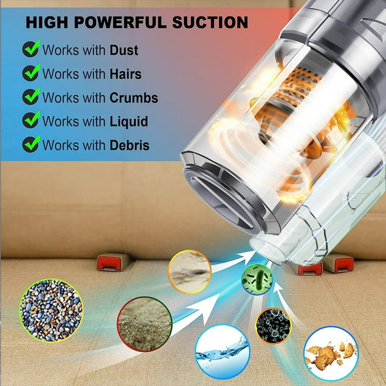 PRAXO 6000PA Powerful Car Vacuum Cleaner Handheld Vacuum Cordless 120W Mini Hand held Vacuum Rechargeable 3 in 1 Rechargeable Hand held Vacuum with