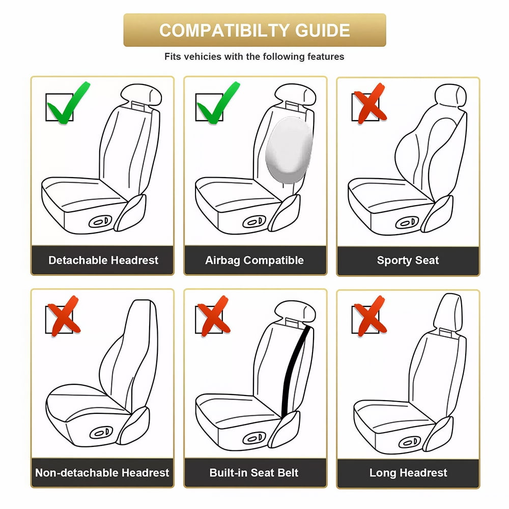 PEPWELL 5Pack Nappa Leather Full Set Car Seat Covers, Universal Fit for Cars/SUV/Sedans, Waterproof Breathable 3D Luxury Design with Airbag Compatibility