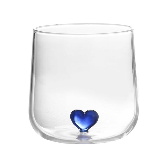 Topbathy Blue Heart Decor Glass Cup for Storage Cocktail Glass Perfect for Home and Parties 11 oz
