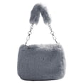 thumbnail image 1 of Bolso Bandolera Con Cadena Y Bolso Cuadrado Pequeño Felpa para Mujer (gris) 5488959, 1 of 8