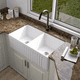 thumbnail image 2 of Tarja para Cocina YMA Home Fregadero de Cerámica Alta Resistencia Doble Tazón Color Blanco Brillante, 2 of 4
